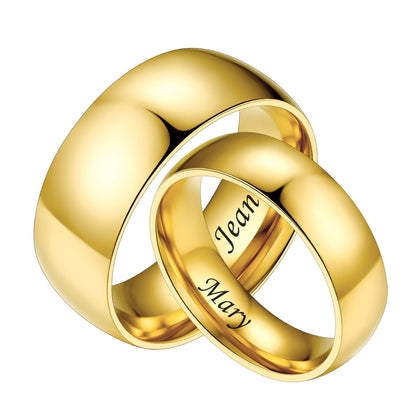 Personalized Matching Couple Rings – Custom Plain Dome Bands