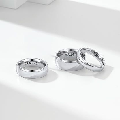 Personalized Matching Couple Rings – Custom Plain Dome Bands