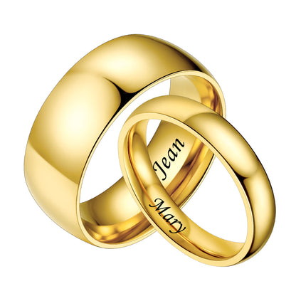 Personalized Matching Couple Rings – Custom Plain Dome Bands