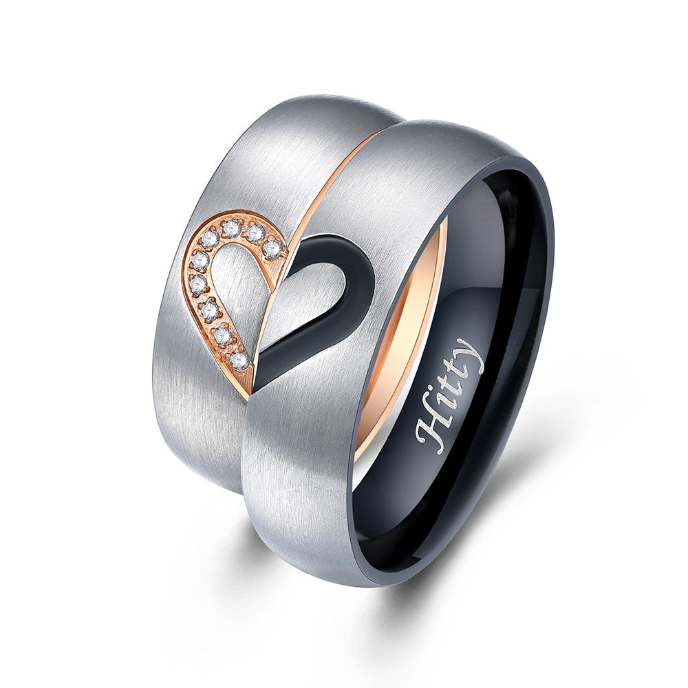 Personalized Heart Matching Promise Rings for Couple