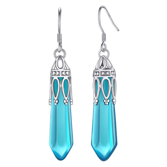 Couronne Wrap Hexagone Cristal Boucles D'oreilles En Argent Sterling Pour Femme Fille