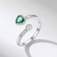 Sterling Silver Heart Birthstone Open Ring Adjustable for Women