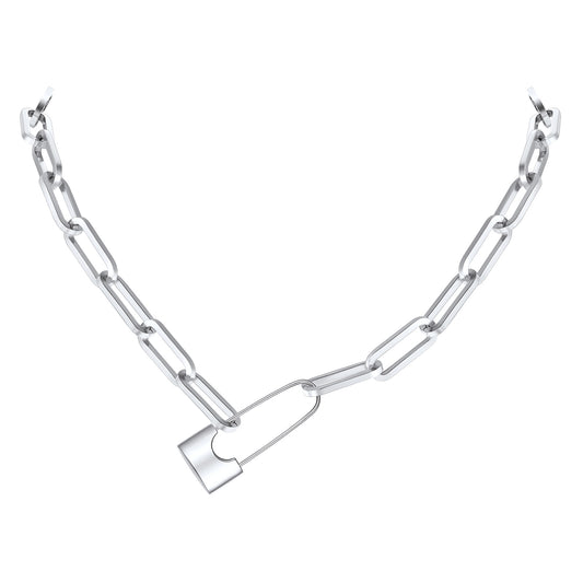 Padlock Choker Necklace in Stainless Steel