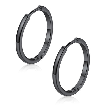 Pair of black hoop earrings on a white background 18mm