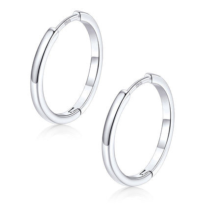 Pair of silver hoop earrings 18mm on a white background