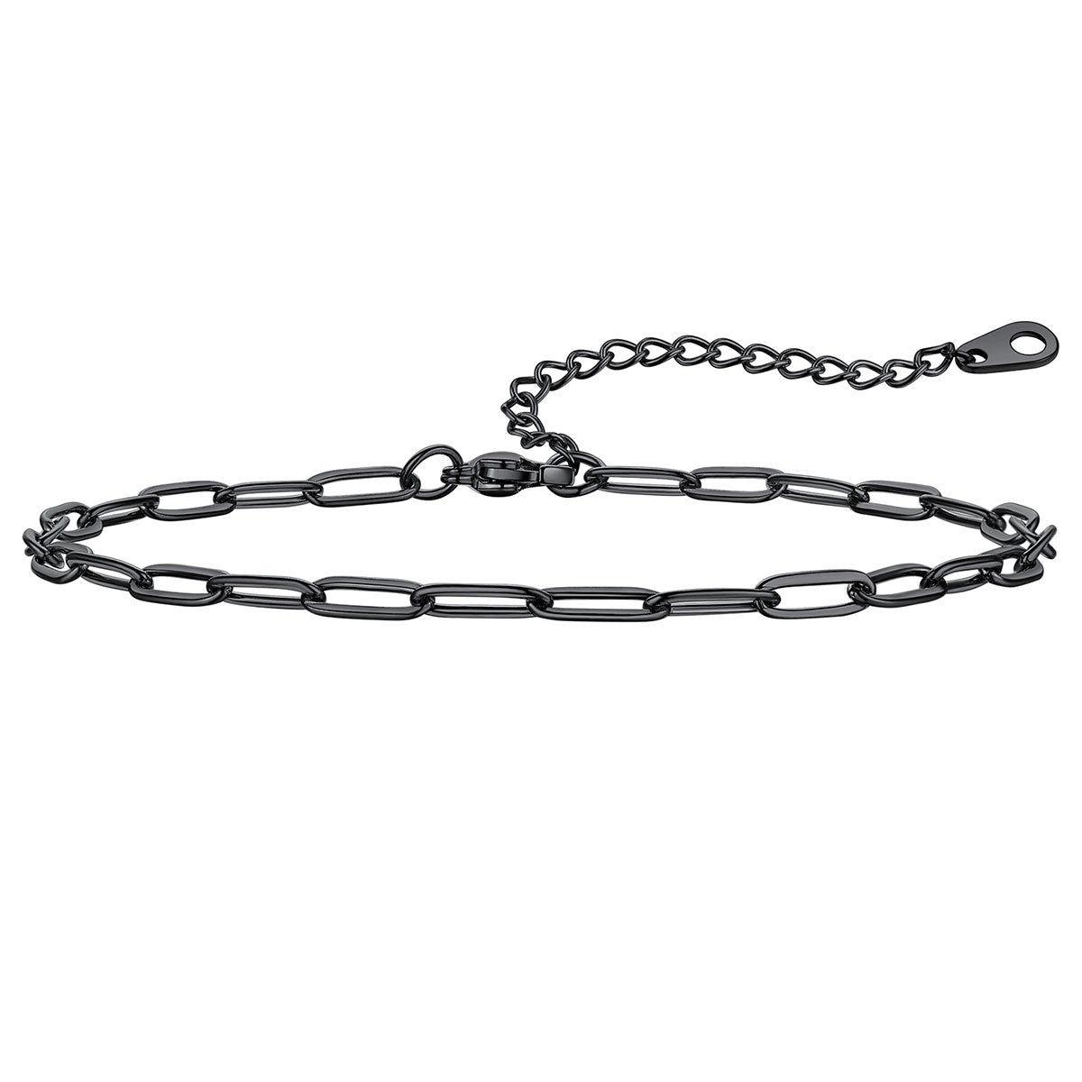 Paperclip Chain Ankle Bracelet 3mm in Black Plated