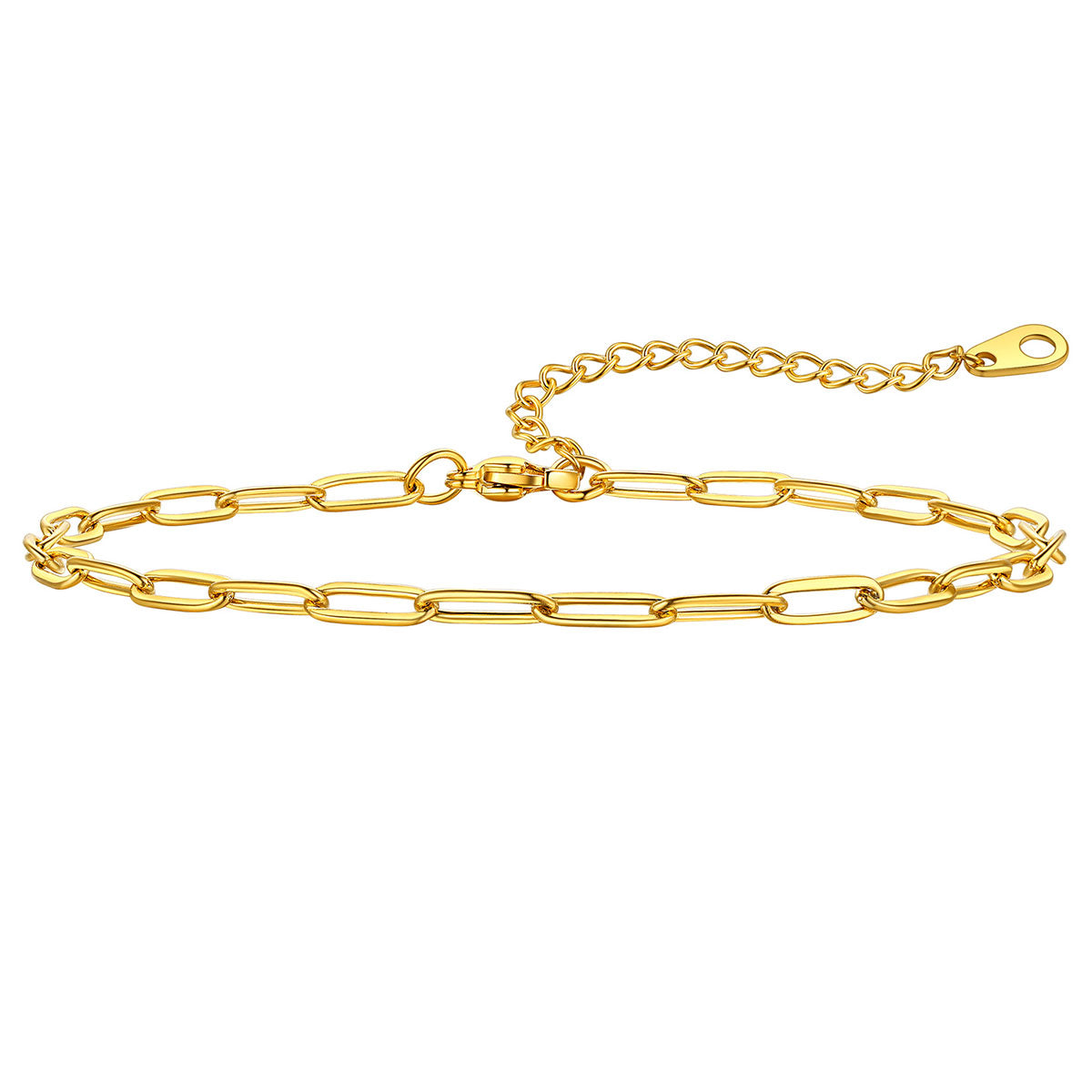 Paperclip Chain Ankle Bracelet 3mm in Gold Plated