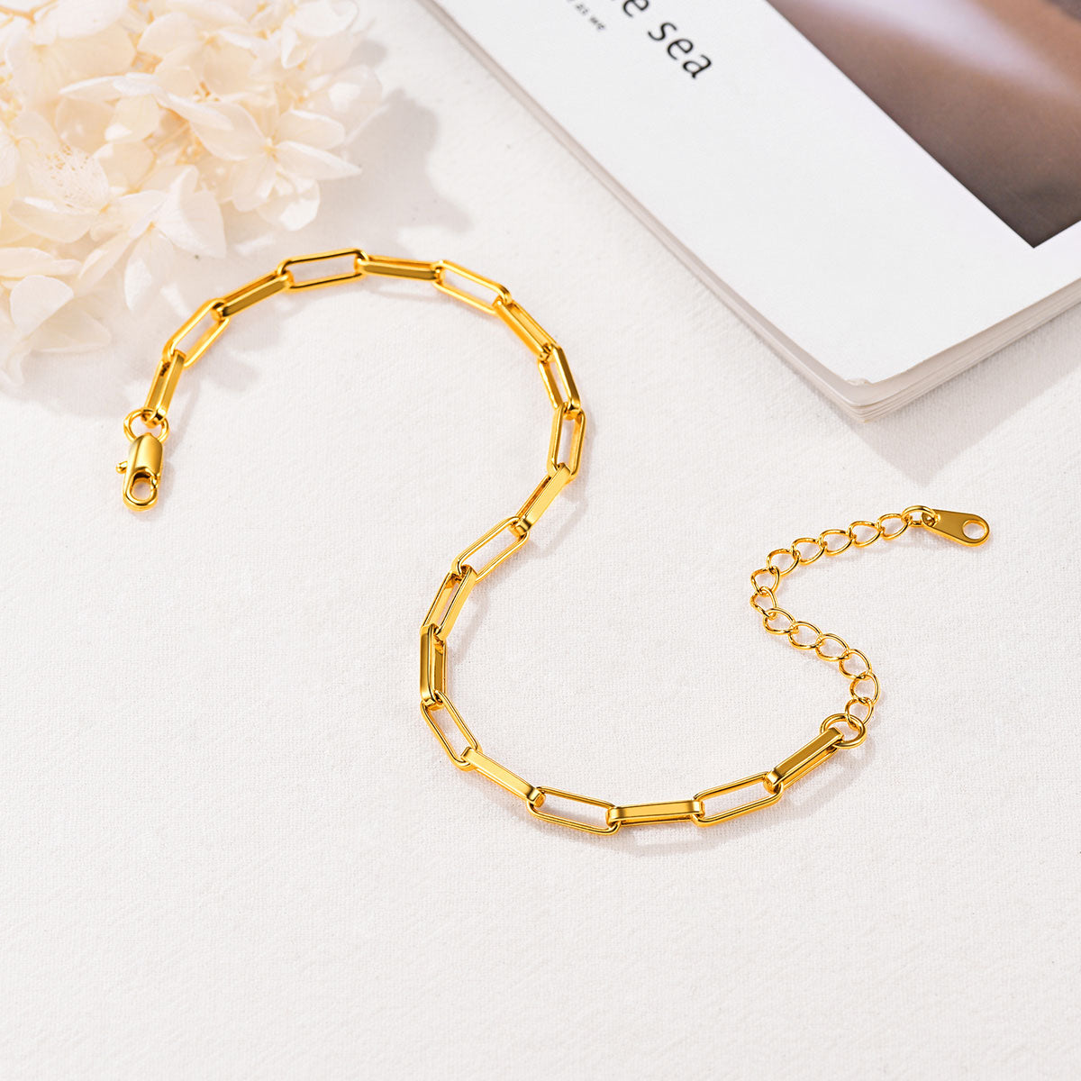 Paperclip Chain Anklet in gold plated