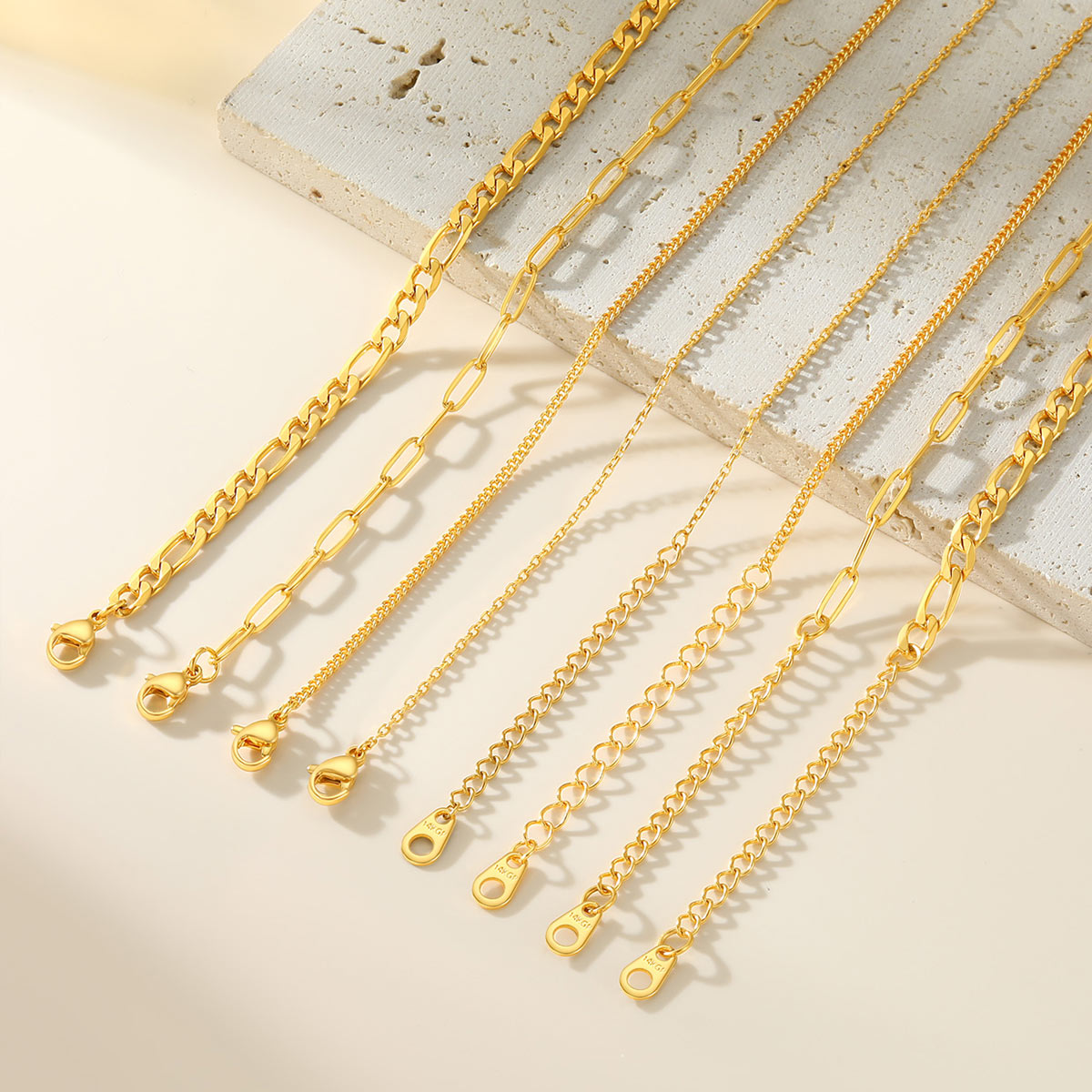 Paperclip Cuban Figaro Chain Anklet Set 