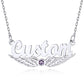 Personalized Angel Wing Birthstone Name Necklace for Women