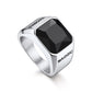Personalized black Gemstone Signet Band Ring for Men