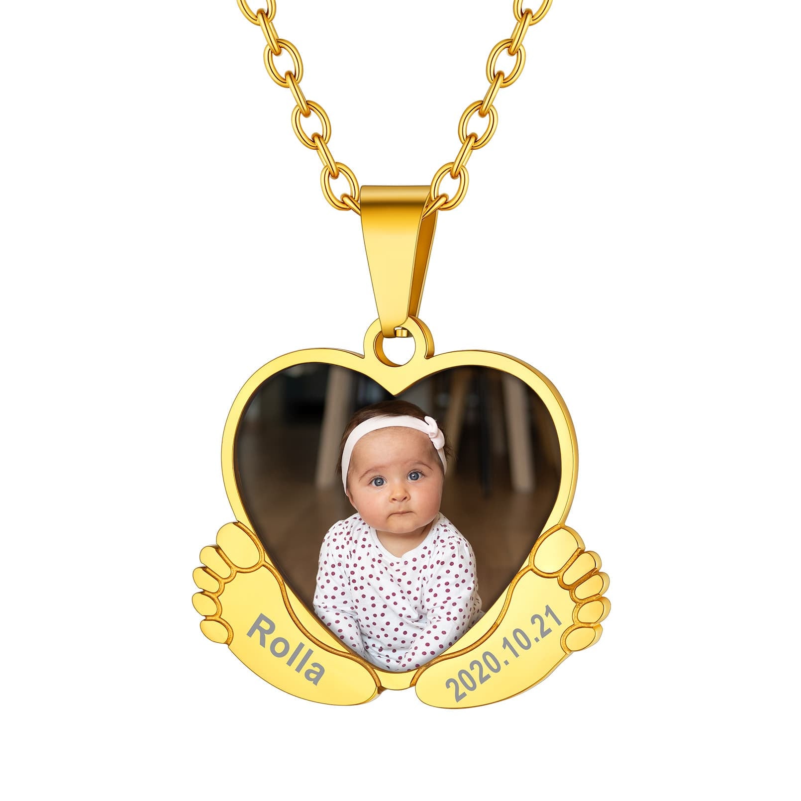 Personalized Baby Feet Picture Necklace