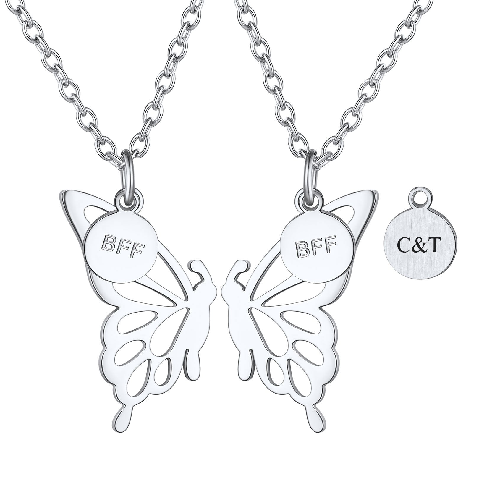 Personalized Butterfly Friendship Necklace For BFF