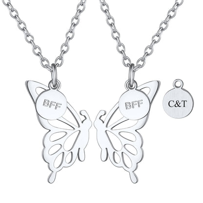 Personalized Butterfly Friendship Necklace For BFF