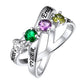 Personalized Criss Cross Birthstone Ring in 925 Sterling Silver 4 stones