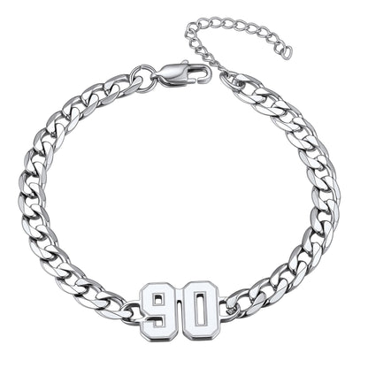 Personalized Cuban Chain Number Ankle Bracelet for Women