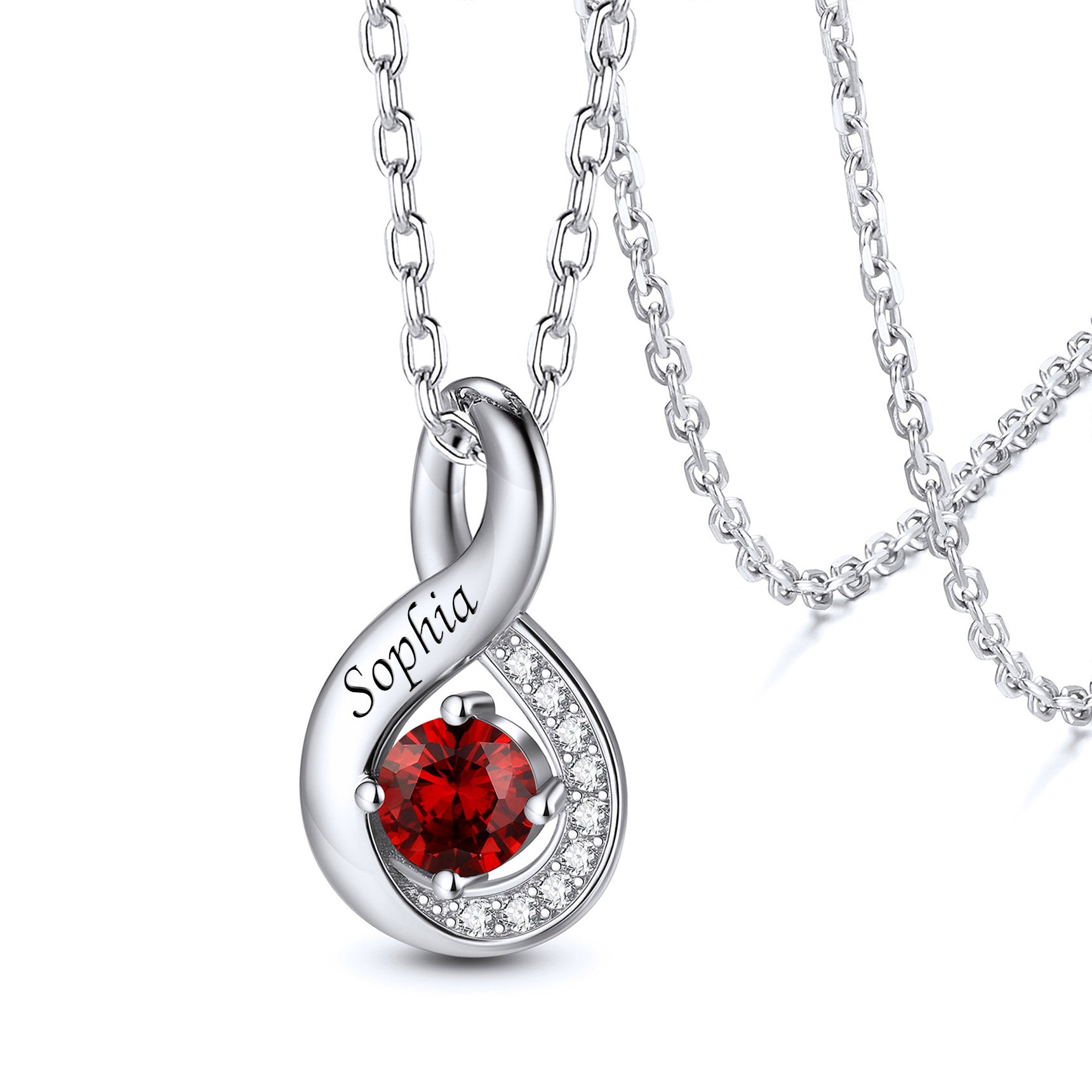 Personalized Cubic Zirconia Infinity Necklace With Birthstones