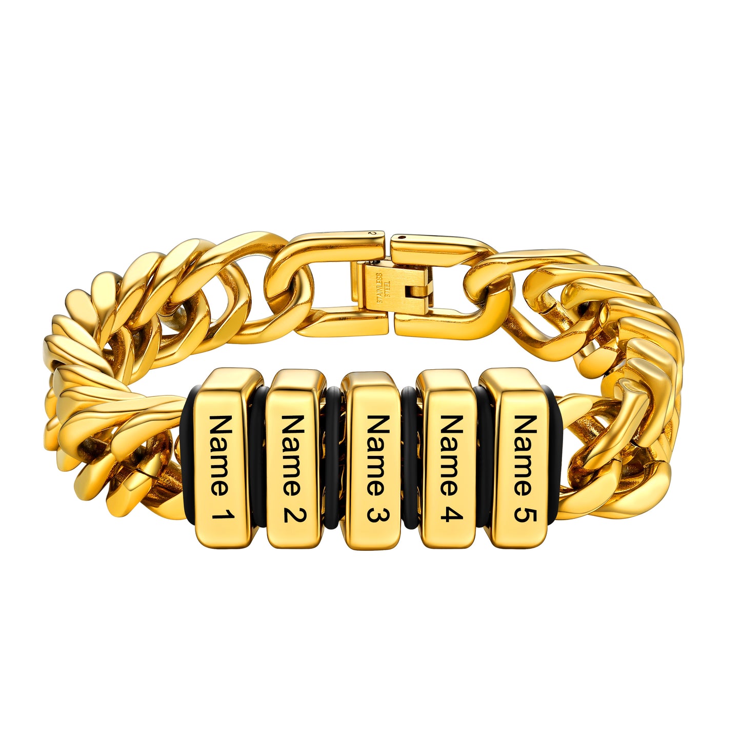 Personalized Engraving Cuba Chain Bracelet for Men 12mm Gold