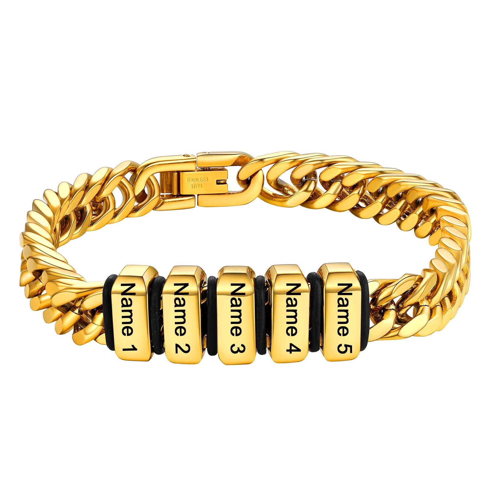 Personalized Engraving Cuba Chain Bracelet for Men Gold Plated