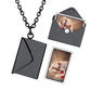 Personalized Envelope Locket Necklace With Custom Photo Black