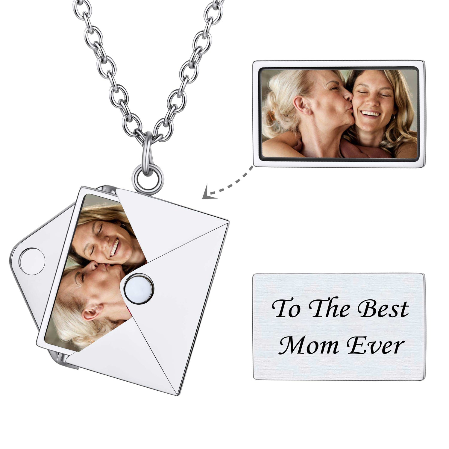 Personalized Envelope Locket Necklace With Custom Photo