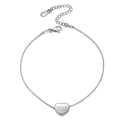 Personalized Heart Engraving Anklets For Women