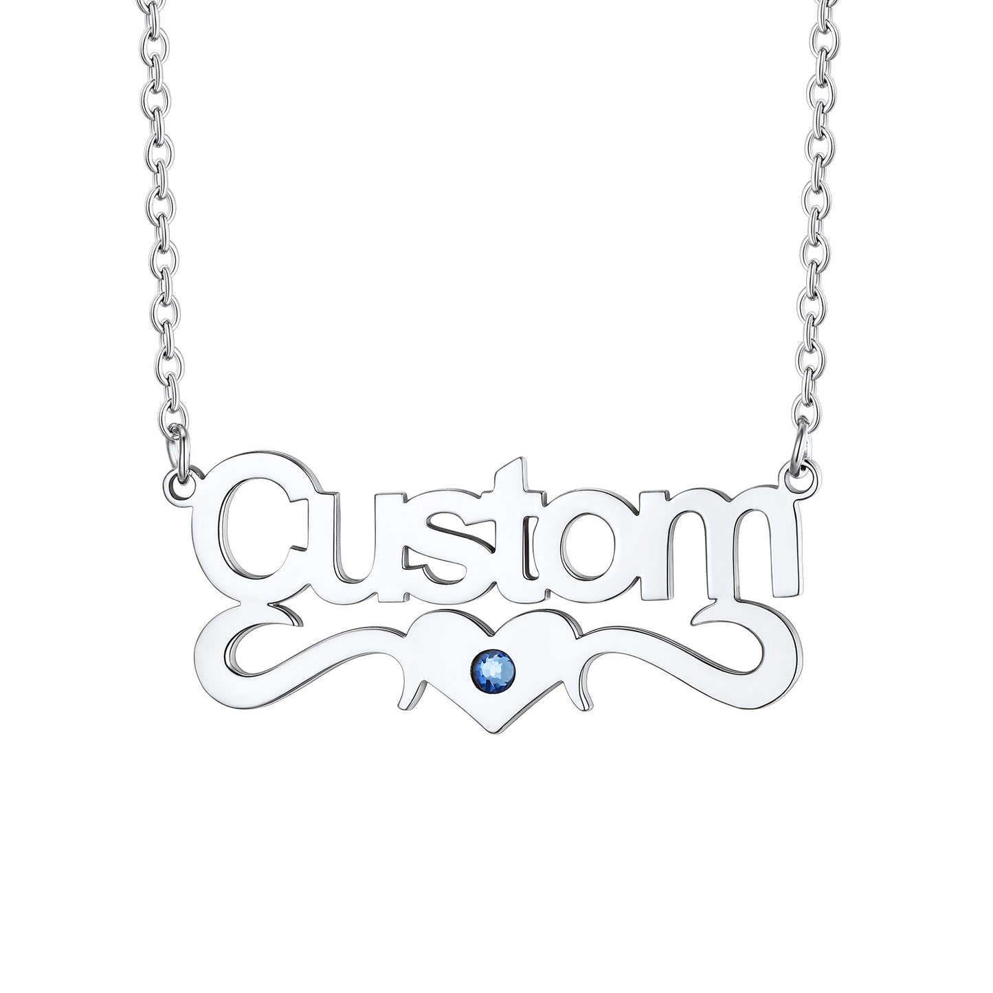 Personalized Heart Holding Birthstone Name Necklace for Women
