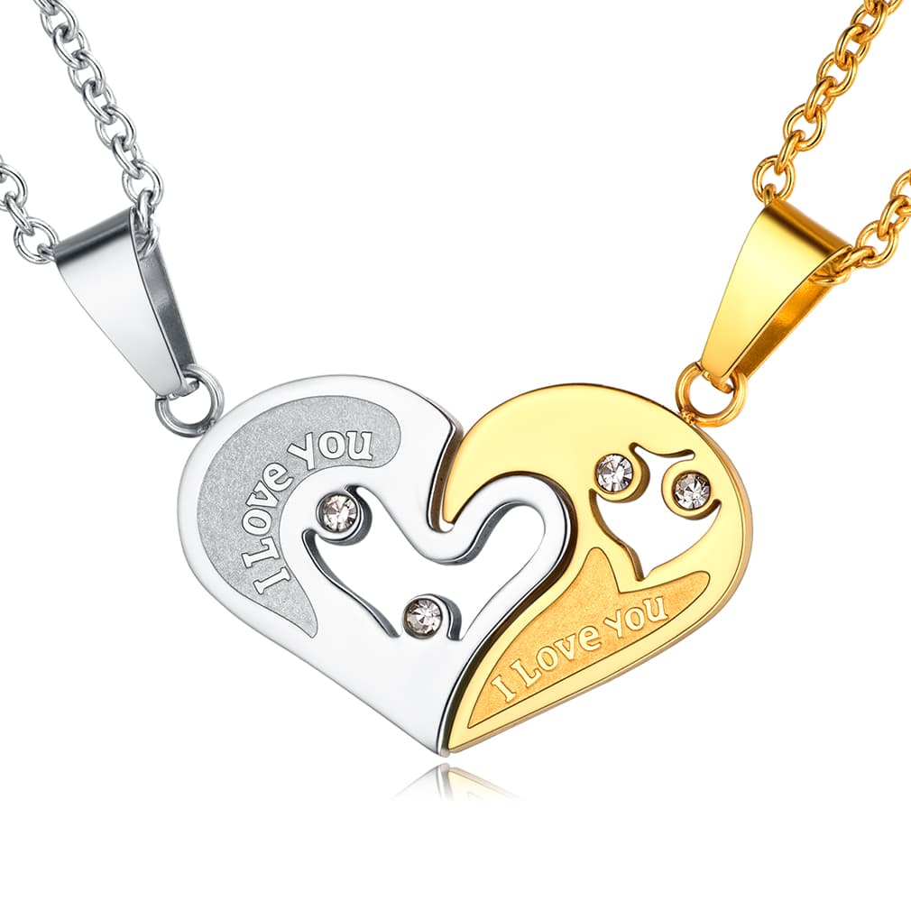Personalized Heart Matching Necklace For Couple BFF