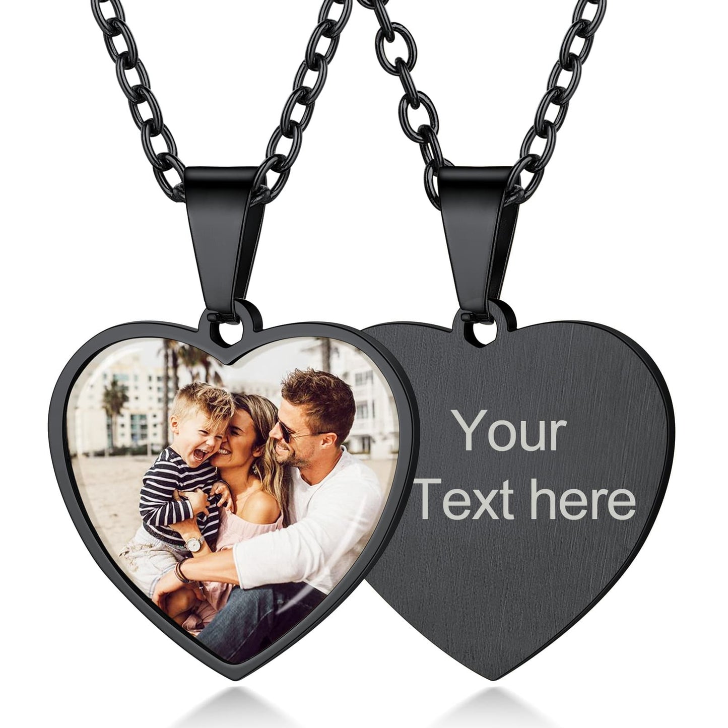 Personalized Heart Picture Necklaces Engraved Photo Necklace