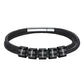 Personalized Leather Braided Rope Bracelet with 5 black Engraving Beads