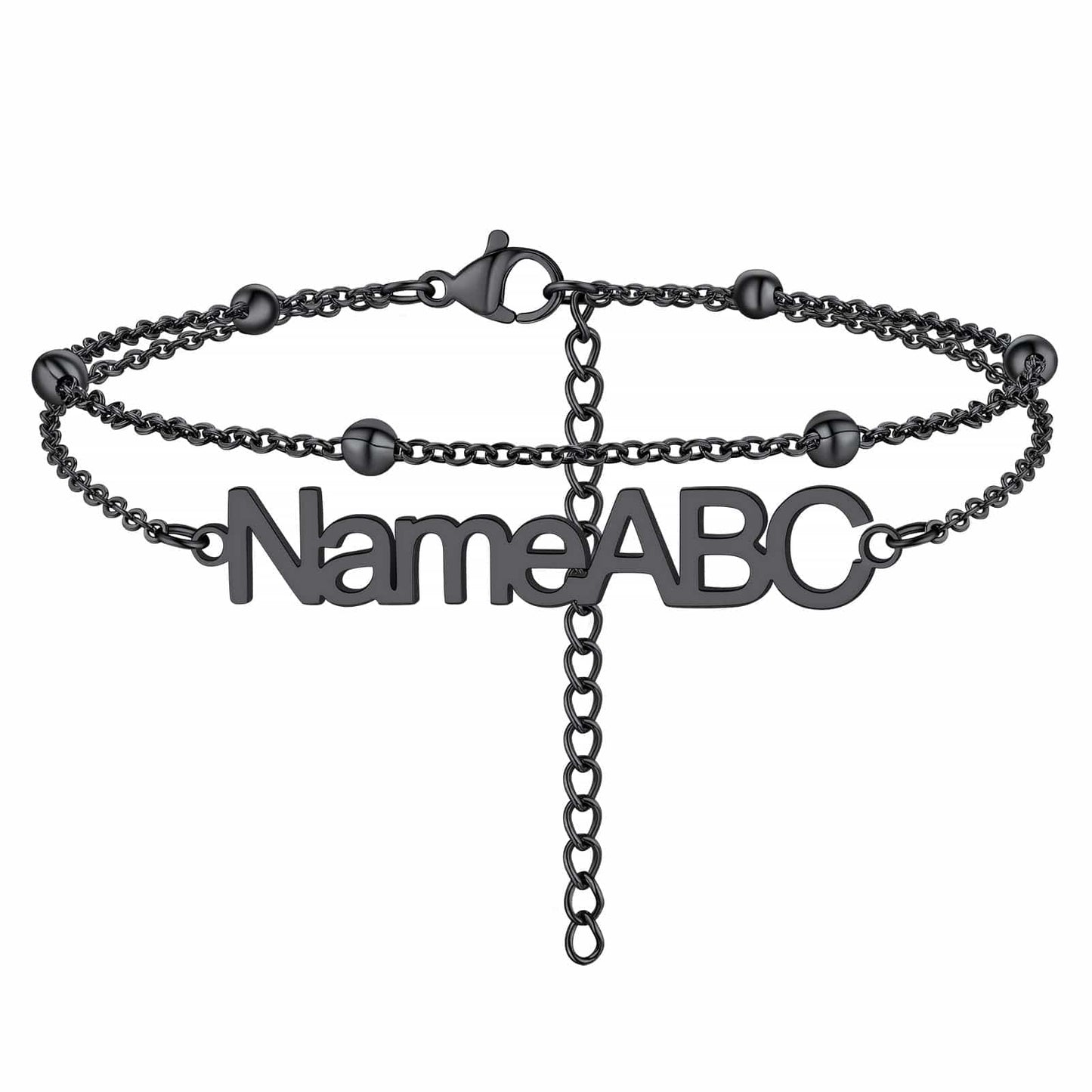 Personalized Name Anklet Black