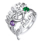 Custom Name Love Knot Birthstone Rings for Women