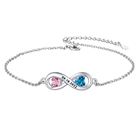 Personalized Name Birthstone Infinity Anklet