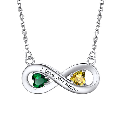 Personalized Name Birthstone Infinity Necklace For Mom