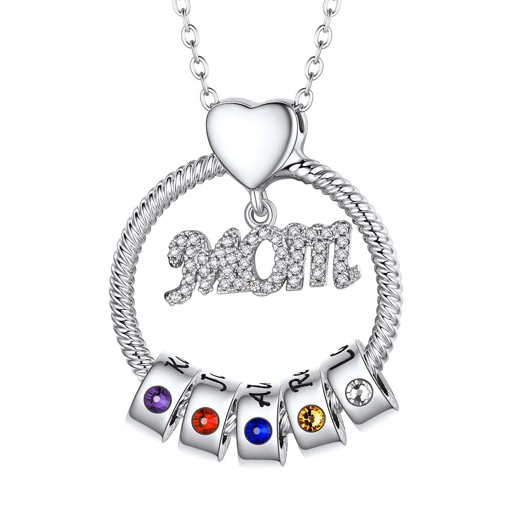 Personalized Name Birthstone Mom Necklace
