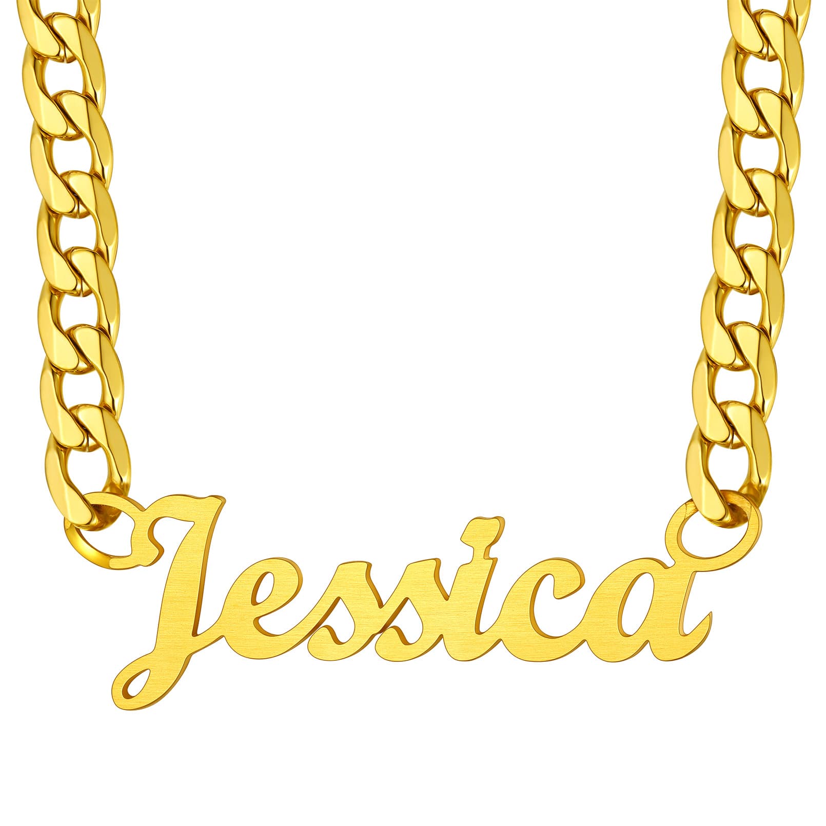 Personalized Name Necklace Nameplate Choker with Curb Chains
