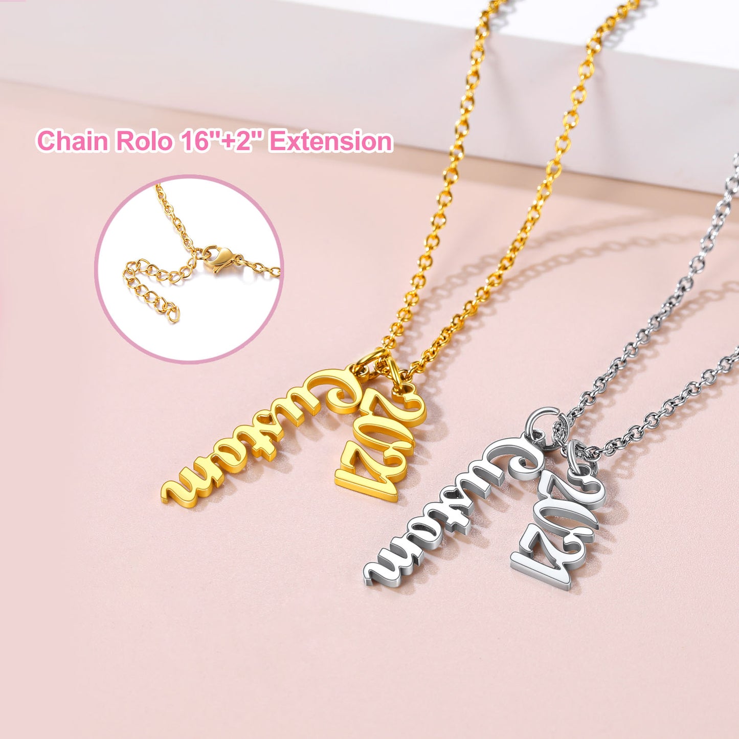 Personalized Name Necklace With Year