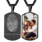 Personalized Photo Dog Tag Necklace With Fingerprint Engraved Black