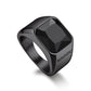 Personalized Square Gemstone Signet Band Ring for Men black