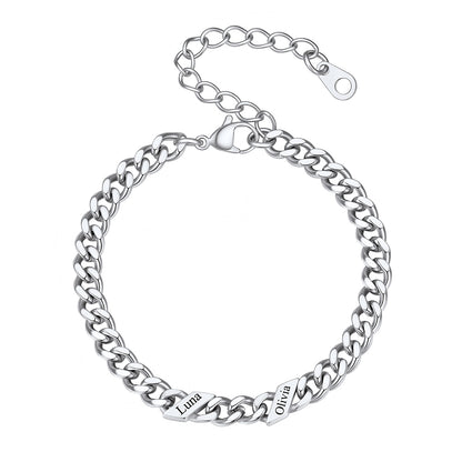 Personalized 1-6 Multi Names Cuban Chain Bracelet 5mm 2 names