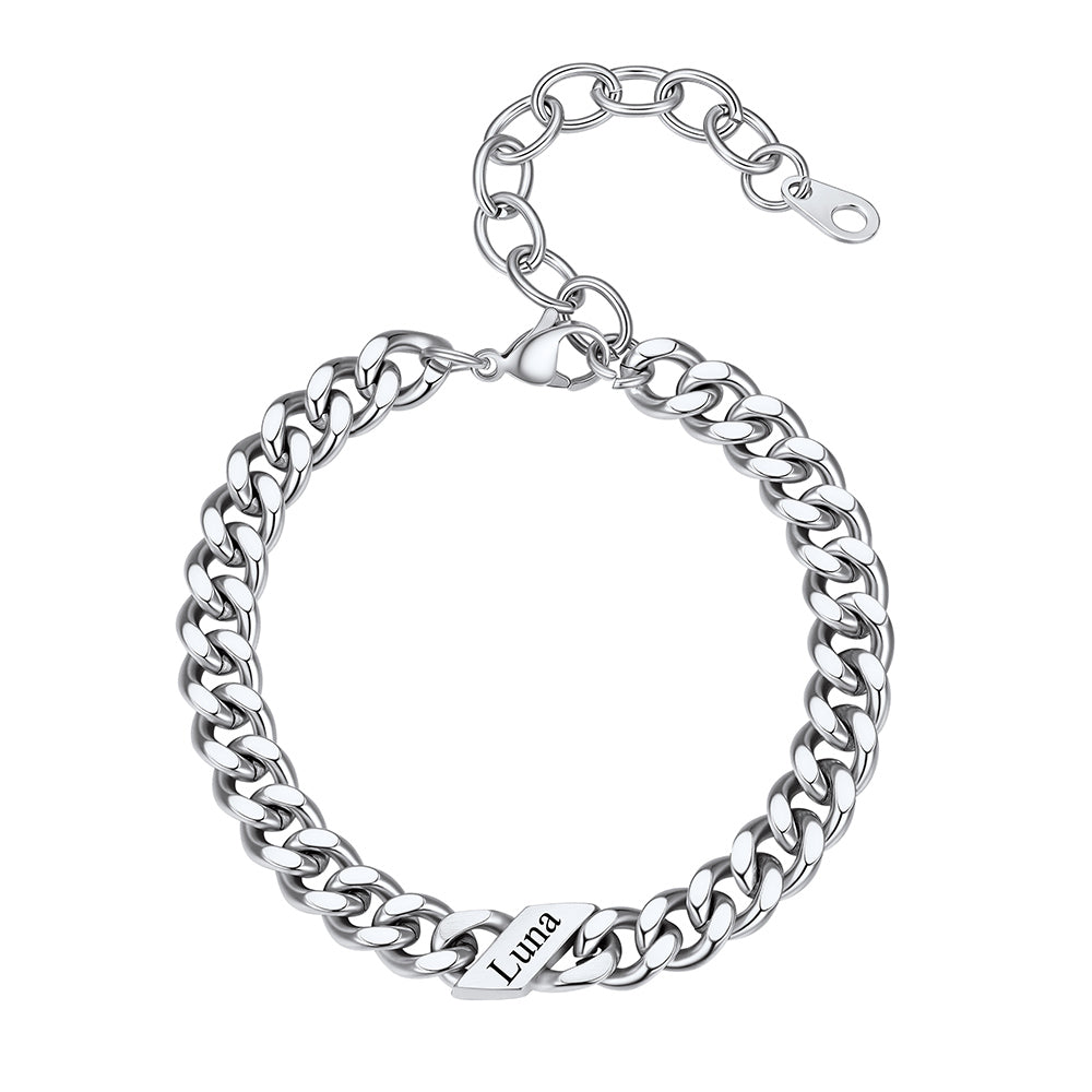 Personalized 1-6 Multi Names Cuban Chain Bracelet 7mm 1 name