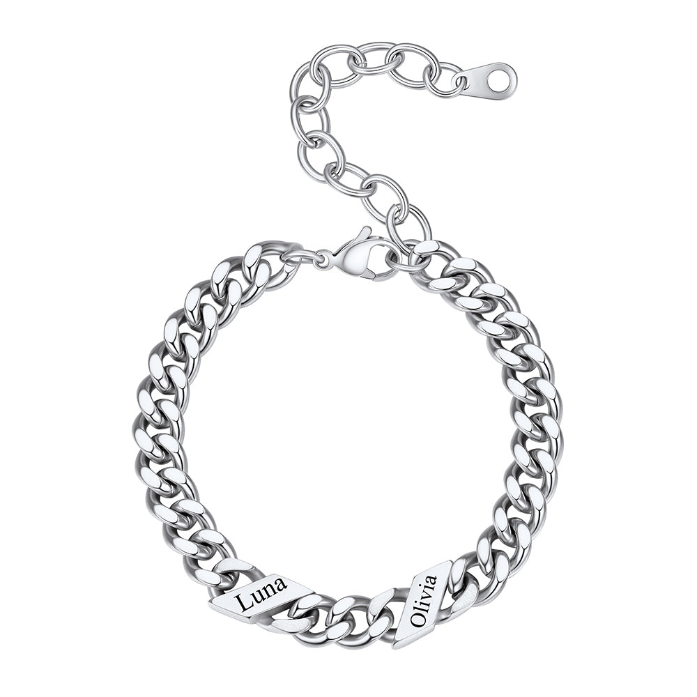 Personalized 1-6 Multi Names Cuban Chain Bracelet 7mm 2 names