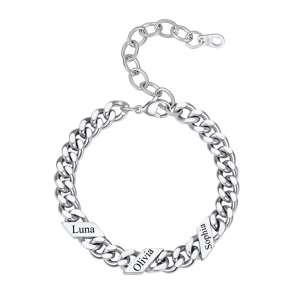 Personalized 1-6 Multi Names Cuban Chain Bracelet 7mm 3 names