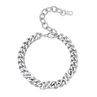 Personalized 1-6 Multi Names Cuban Chain Bracelet 7mm 3 names