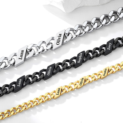 Personalized 1-6 Multi Names Cuban Chain Bracelet in different color