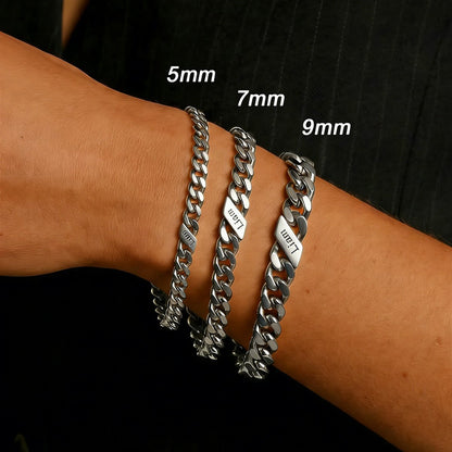 Personalized 1-6 Multi Names Cuban Chain Bracelet in different width