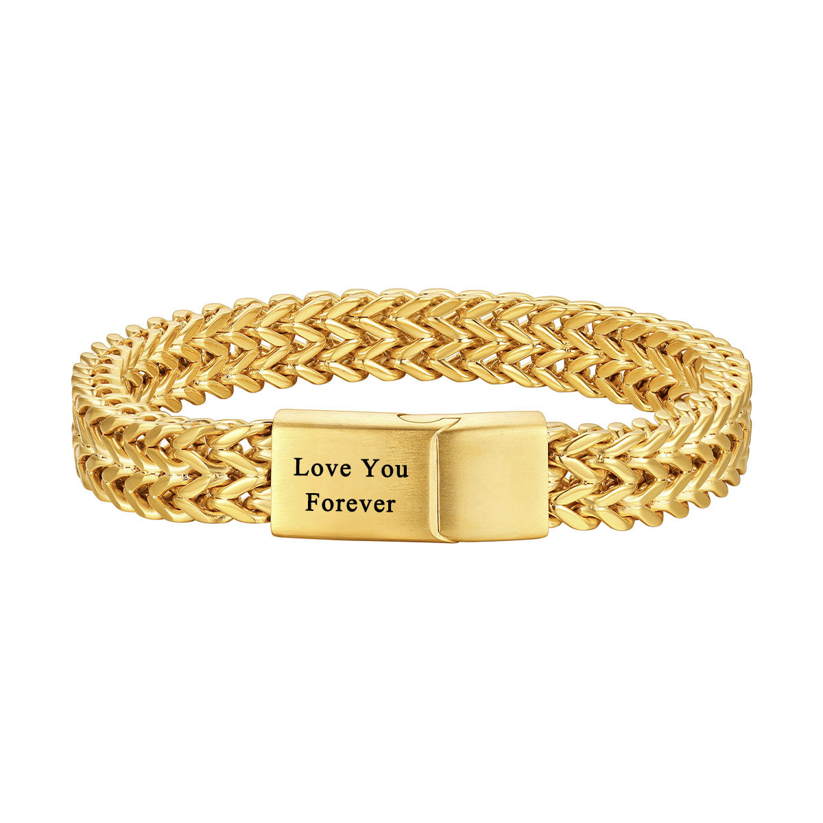 Personalized 10mm Franco Curb Chain Bracelet Gold Plated