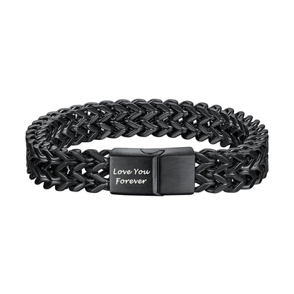 Personalized 12mm Franco Curb Chain Bracelet Black Plated