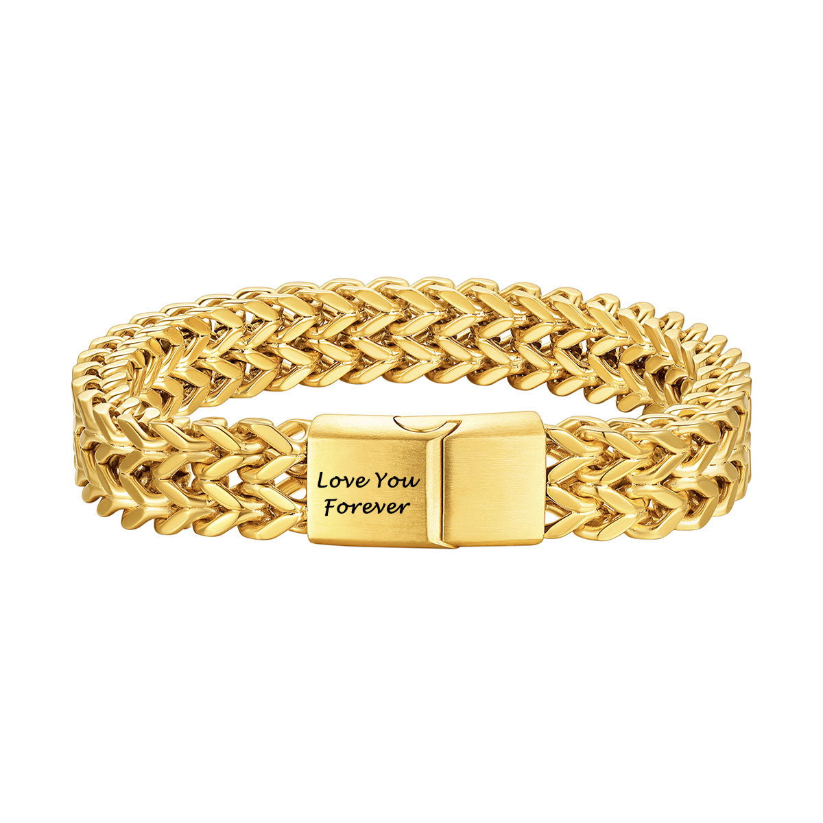 Personalized 12mm Franco Curb Chain Bracelet Gold Plated