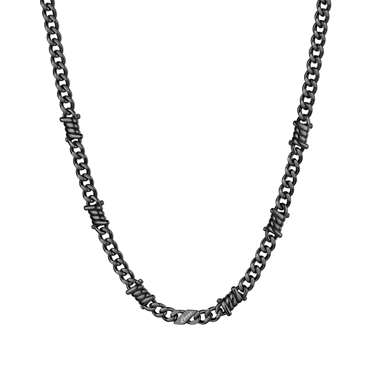 Personalized 1 Names Barbed Wire Cuban Link Necklace 5mm